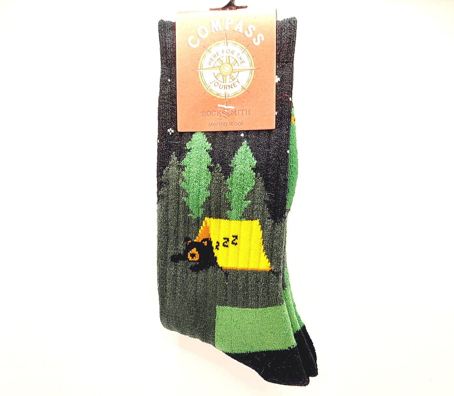 Beary Tired Men's Wool Crew Socks Green