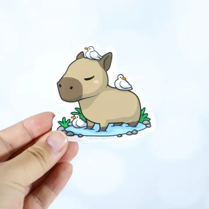 Capybara And Ducks Sticker