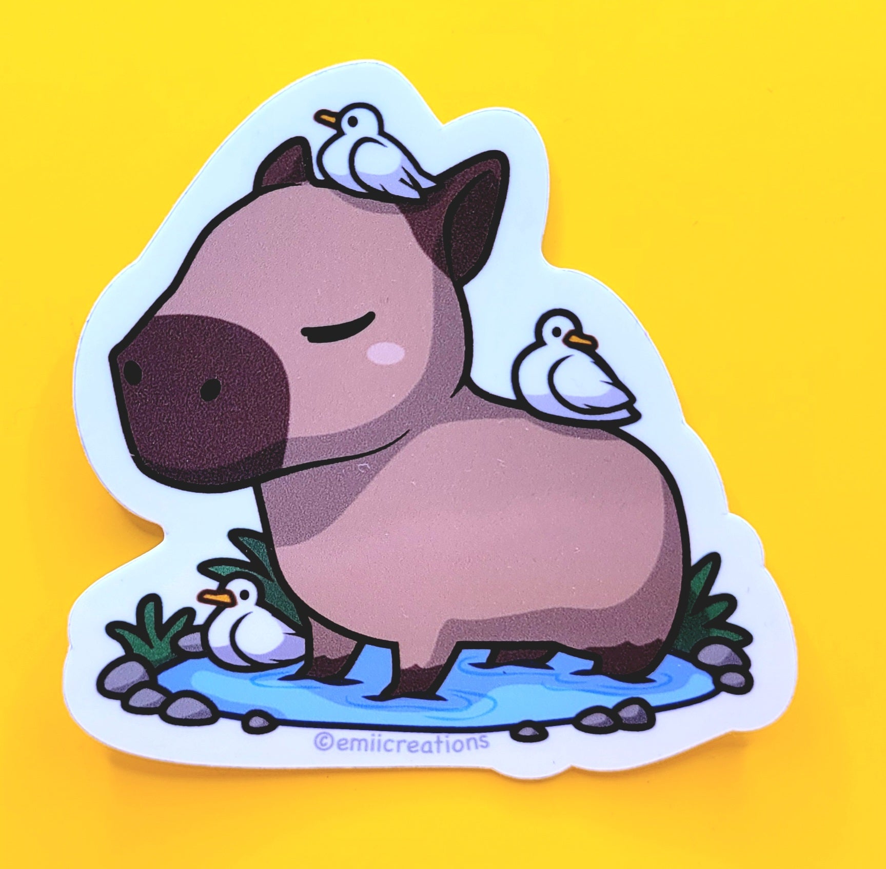 Capybara And Ducks Sticker