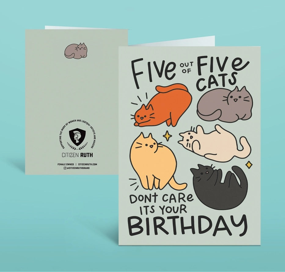 Card 5 Out Of 5 Cats Birthday