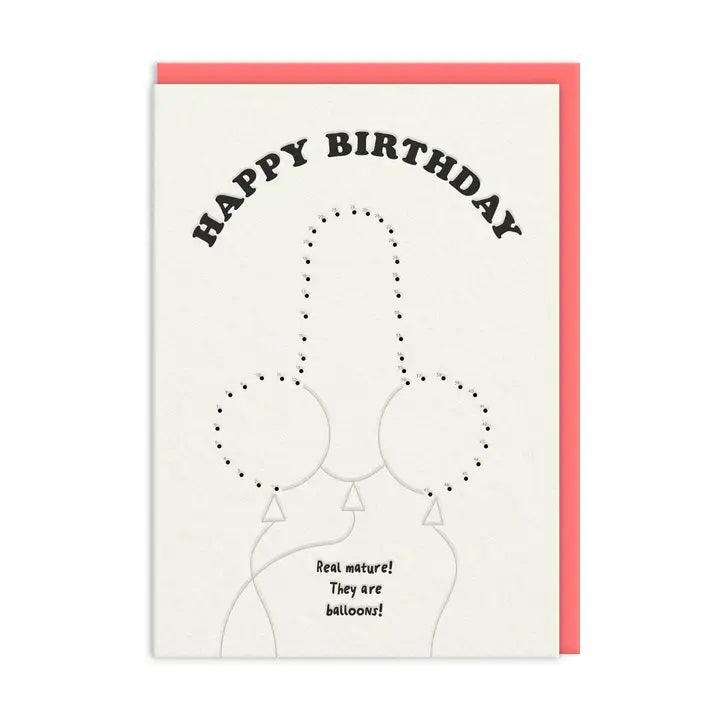 Card Dot To Dot Mature Balloons Birthday