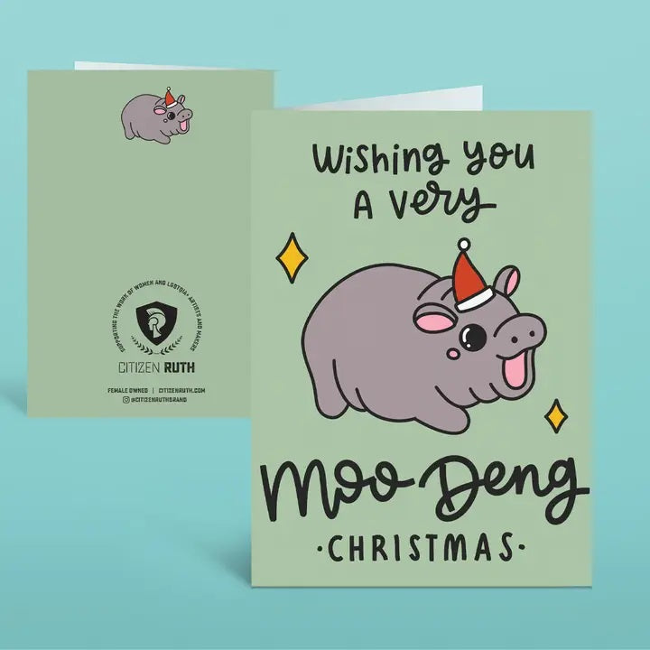 Card Moo Deng Christmas