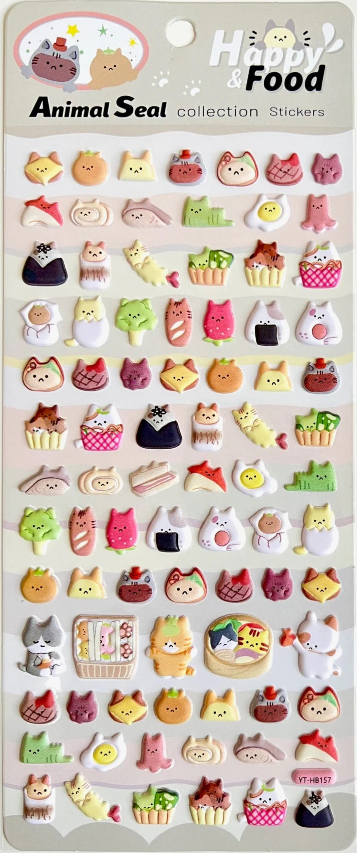 Cat Food Puffy Stickers Happy & Food