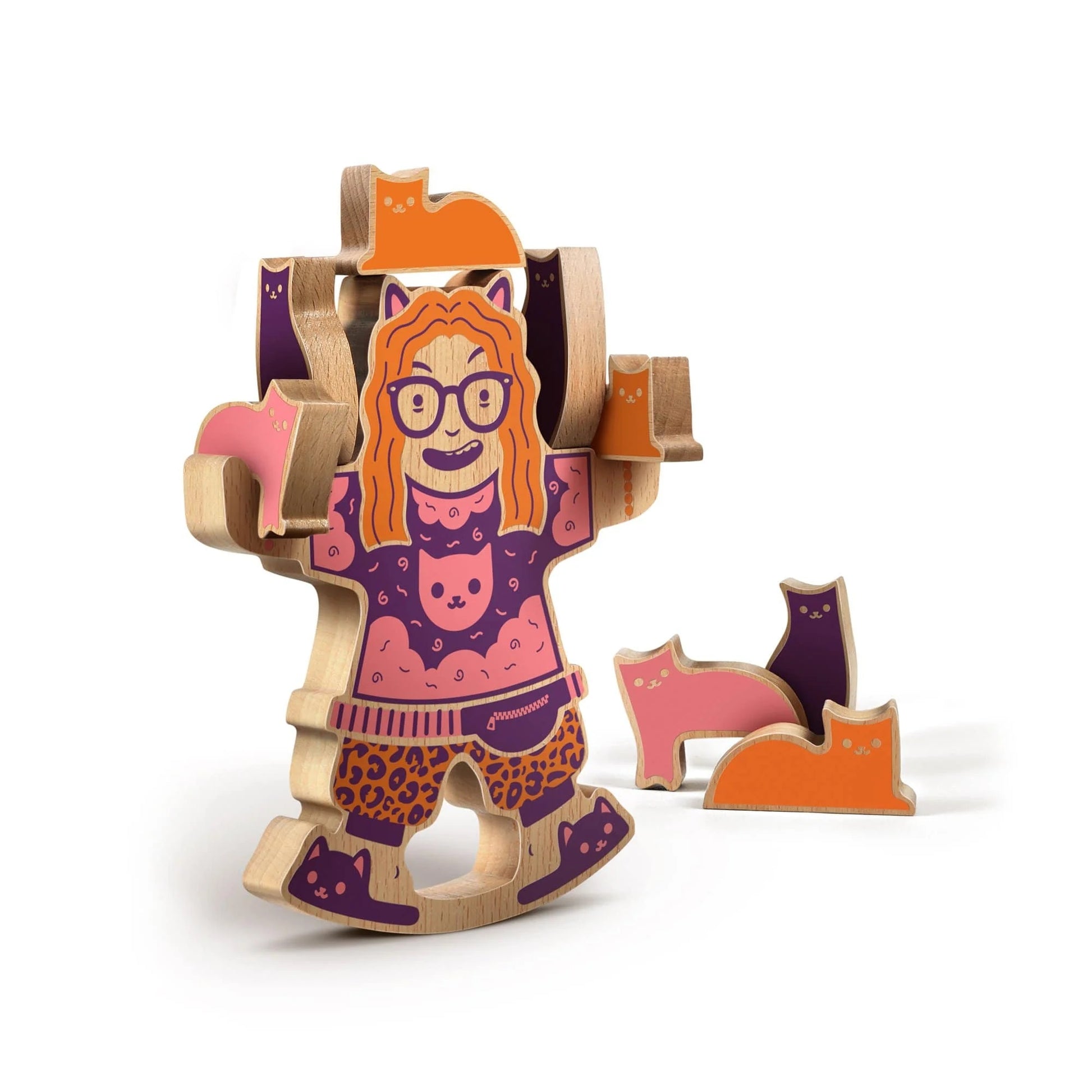 Crazy Cat Lady Wood Stacking Game