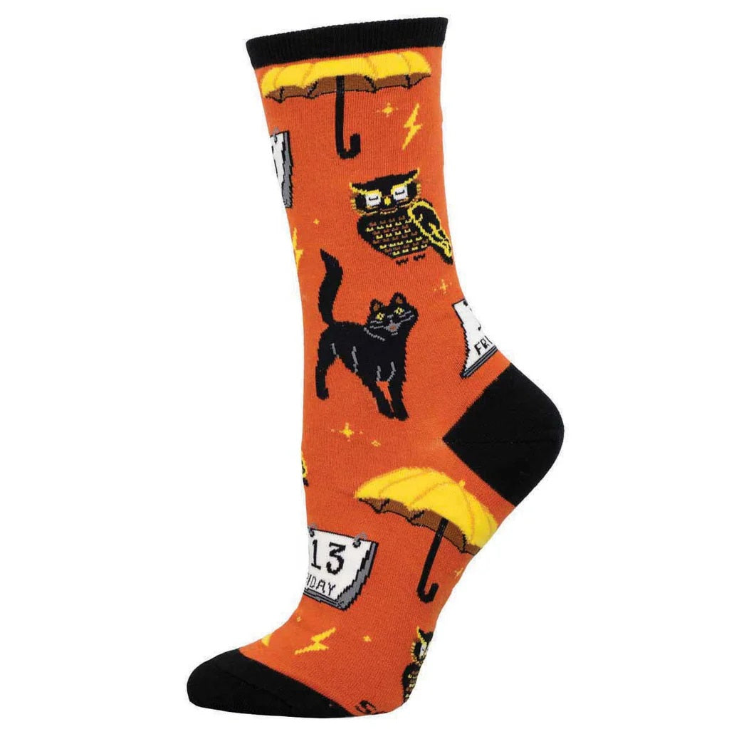 FeelingSuperstitiousWomen_sCrewSocksOrange image