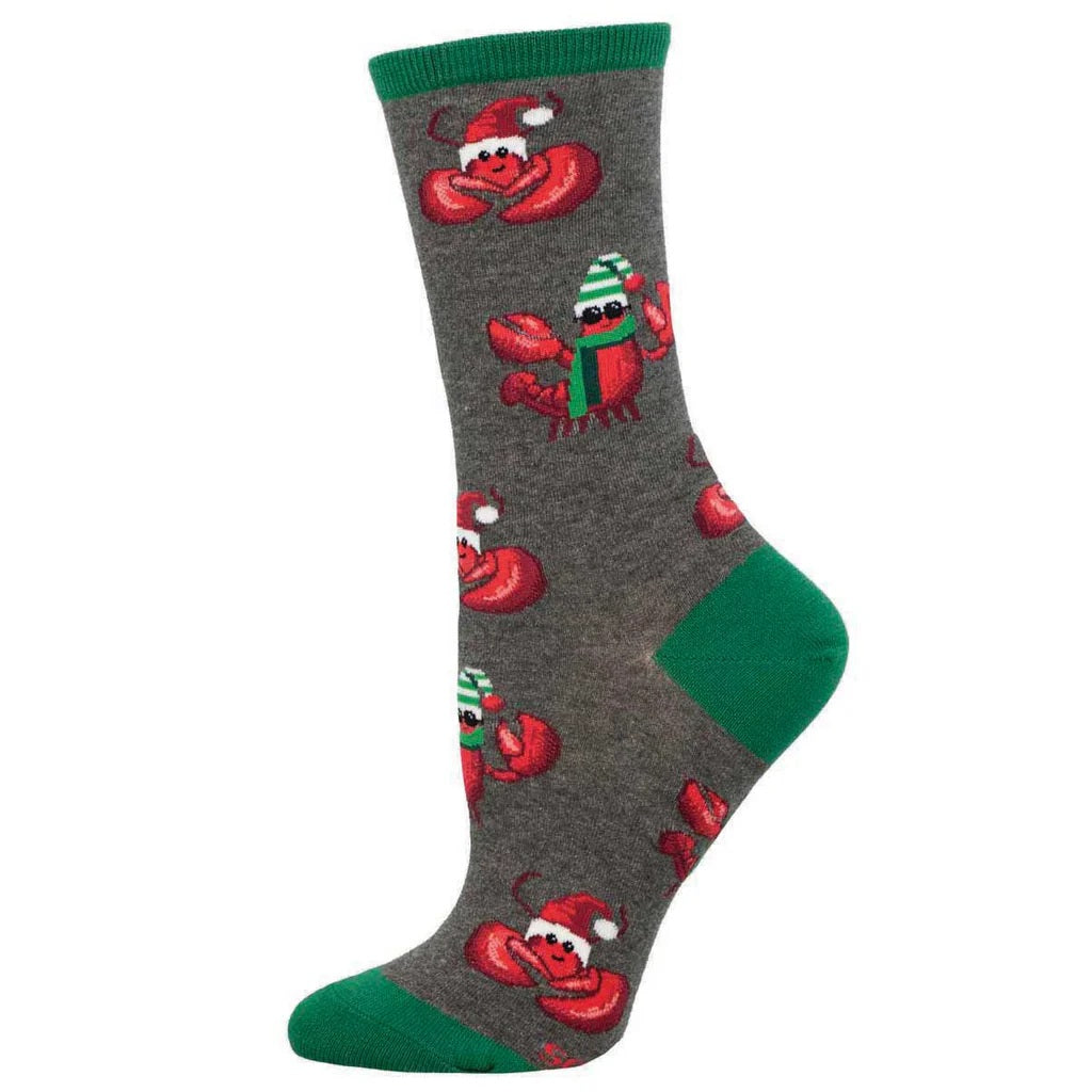 Festive Lobsters Women's Crew Socks Charcoal Heather