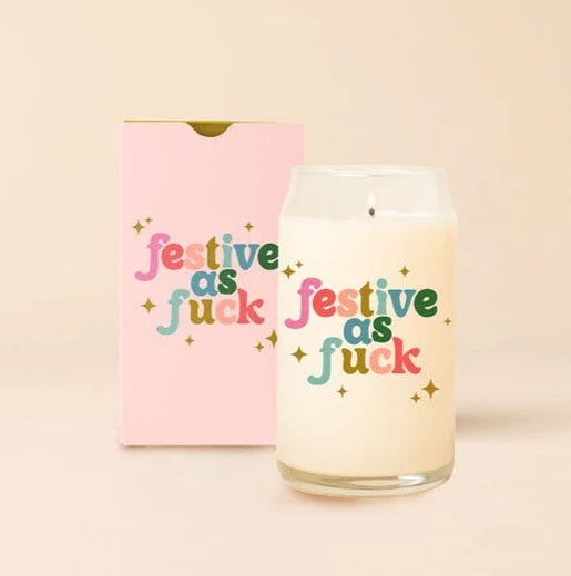 Festive As Fuck Glass Can Candle