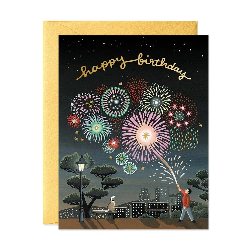 Card Fireworks Birthday