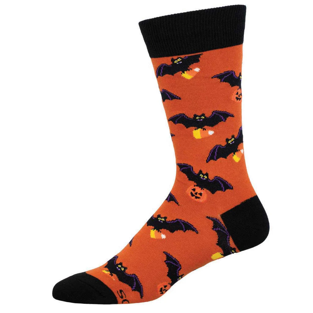 Going Batty For Candy Men's Crew Socks Orange