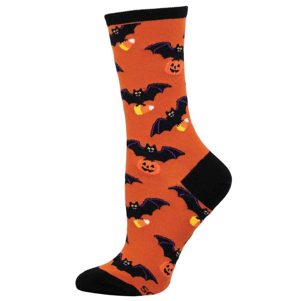 Going Batty For Candy Women's Crew Socks Orange