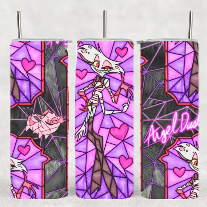 Hazbin Hotel Stained Glass Tumbler Angel Dust 20 oz