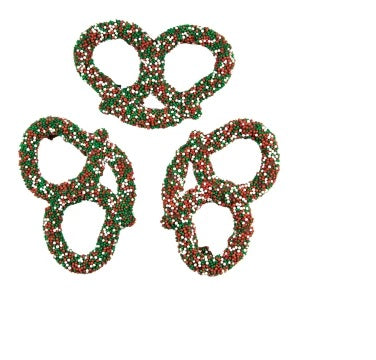 Holiday Nonpareil Chocolate Pretzels 3 oz