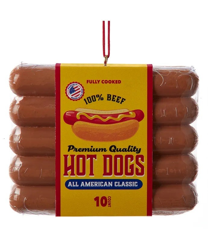 Hot Dog Package Ornament 3.375"