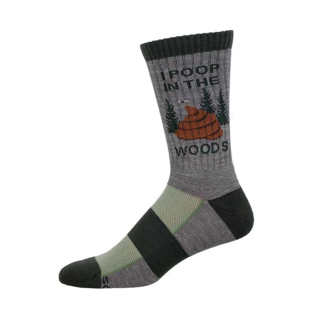 I Poop In The Woods Men's Wool Crew Socks Gray Heather