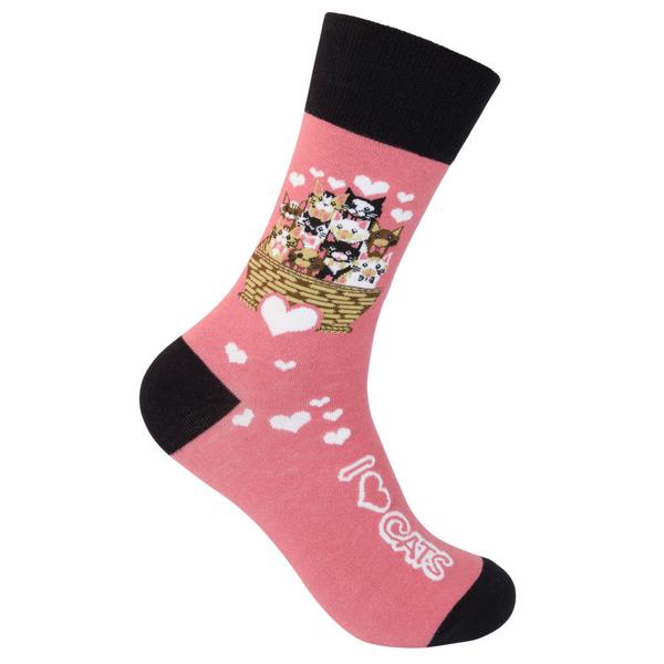 I Love Cats! Socks Pink