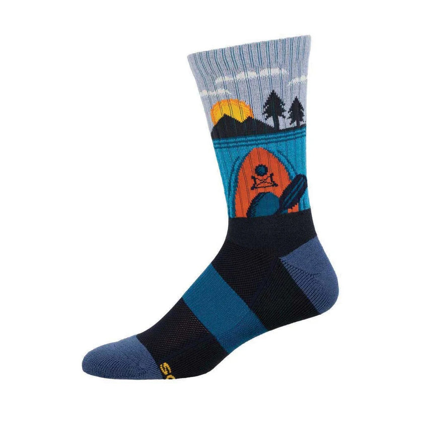 Kayak At Sunrise Men's Wool Crew Socks Blue