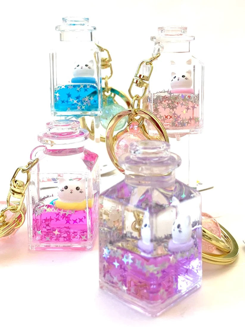 Kitty Star Bottle Keychain