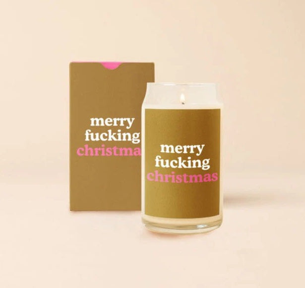 Merry Fucking Christmas Glass Can Candle