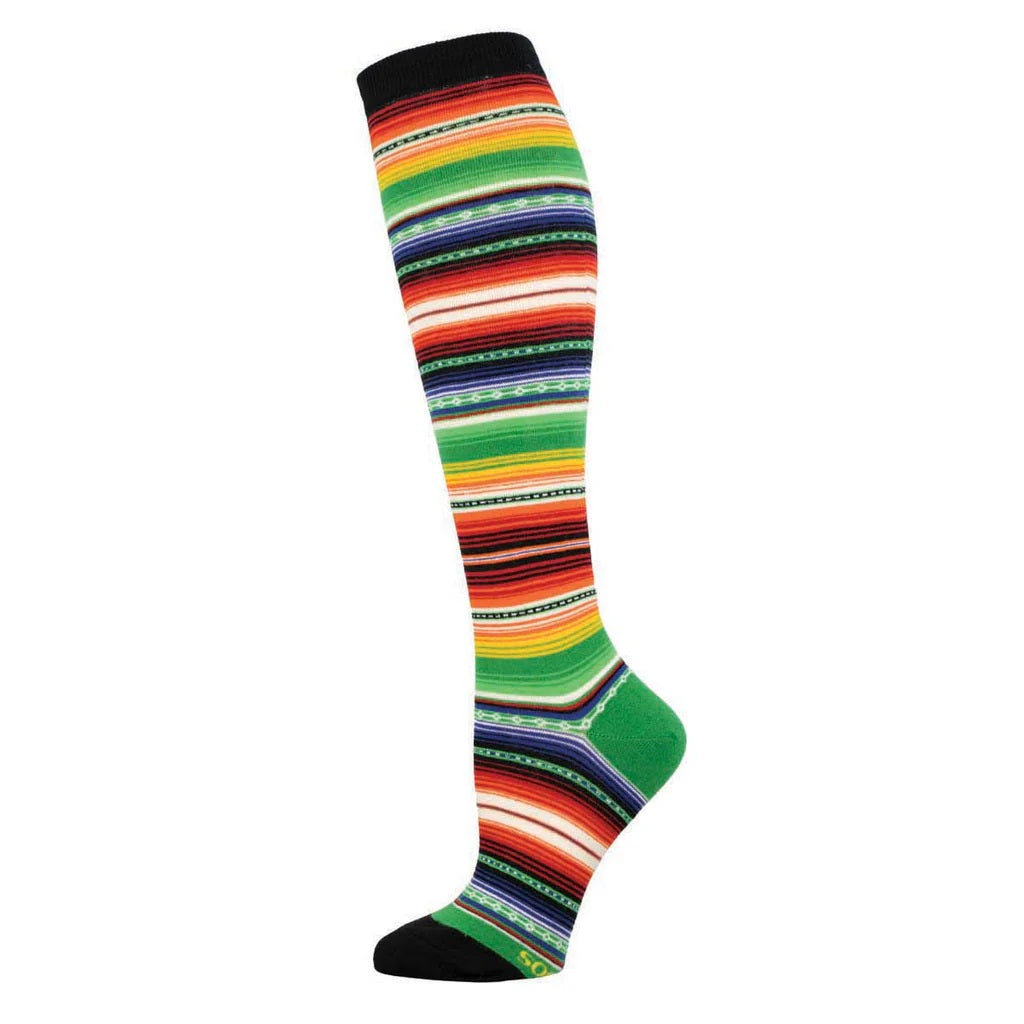 Mexican Serape Women's Knee High Socks Black