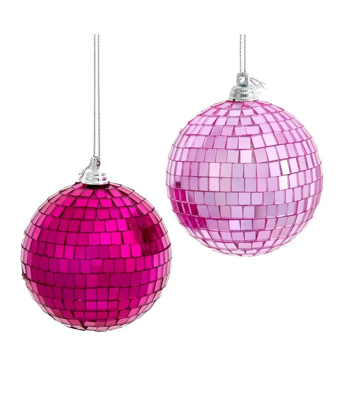 Pink Mirror Glass Ball Ornament