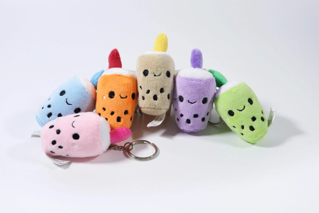 Purple Boba Tea Plush Keychain