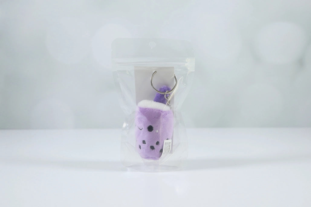 Purple Boba Tea Plush Keychain