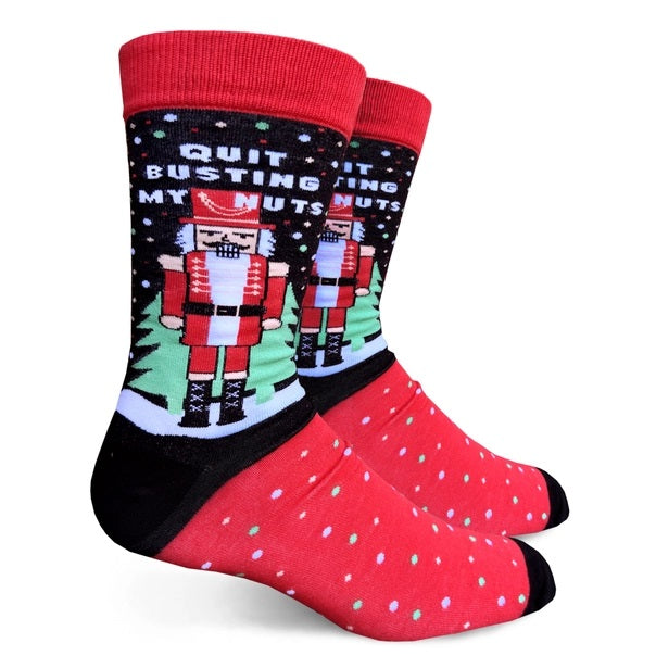 Quit Busting My Nuts Christmas Men's Socks