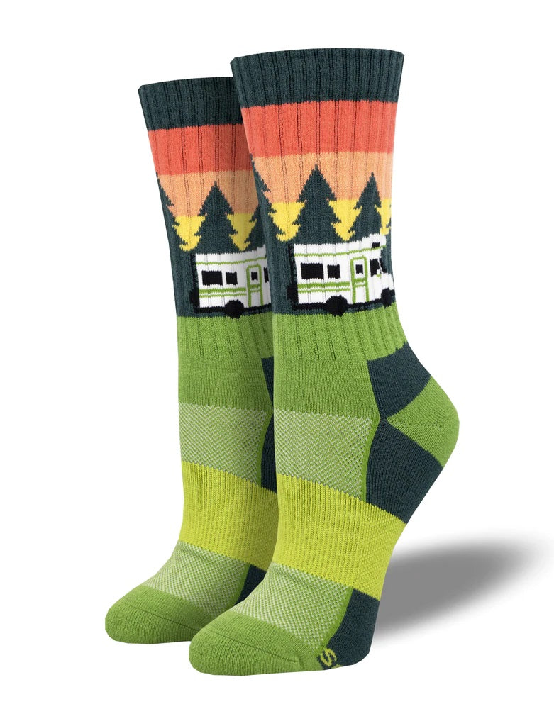 RV There Yet Women's Wool Crew Socks Green