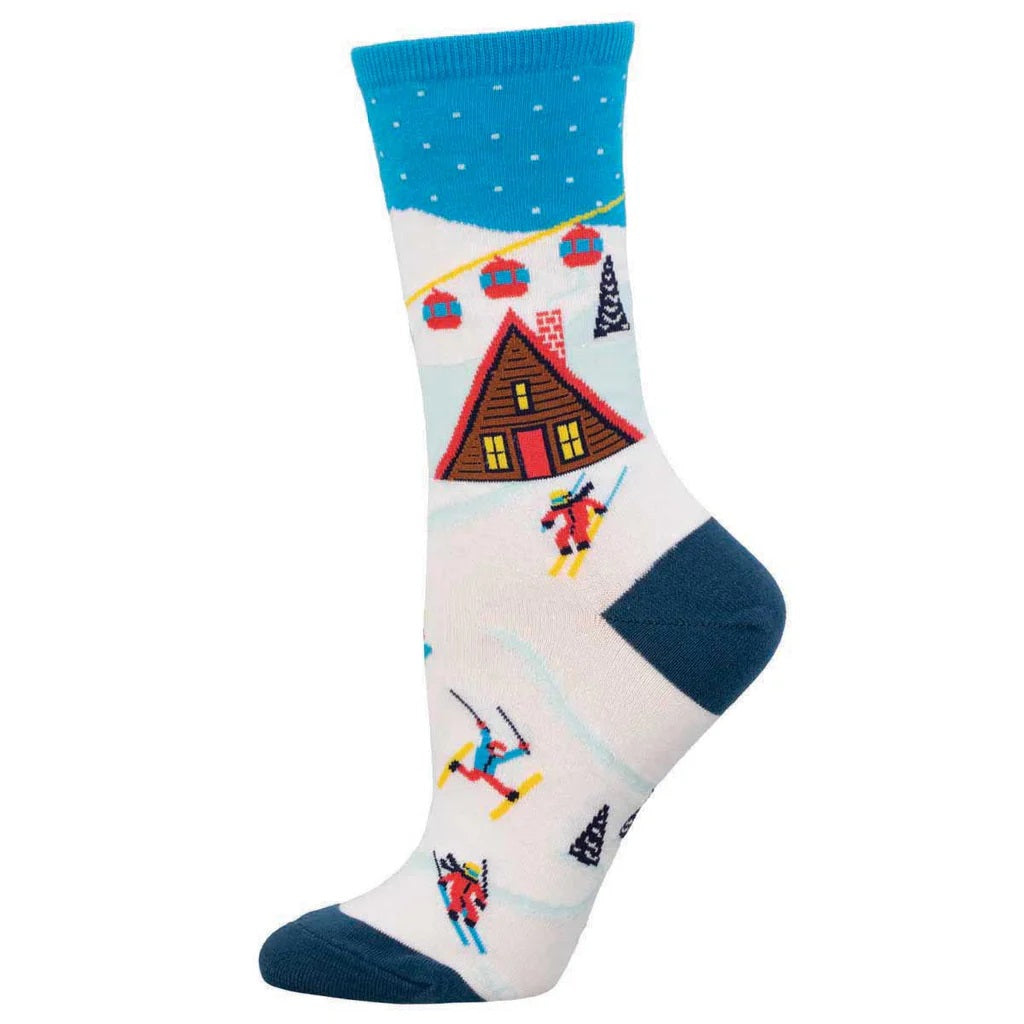 Ski In Ski Out Women's Crew Socks White