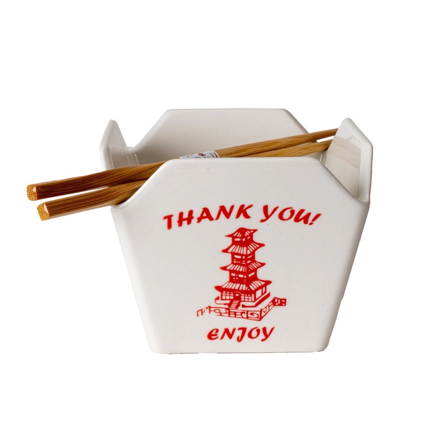 Takeout Box Pagoda Serving Bowl With Chopsticks