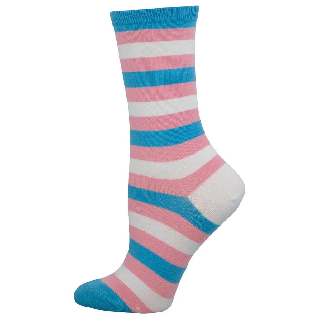 Trans Stripes Small/Medium Crew Socks Multi