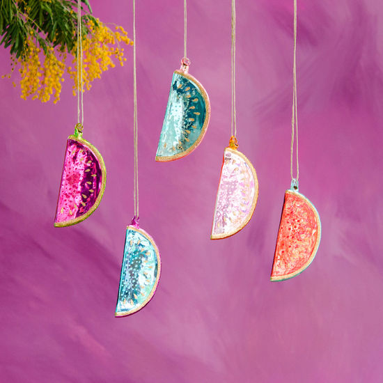 Watermelon Glass Assorted Ornament (HOT PINK, TEAL, OR LIGHT PINK)