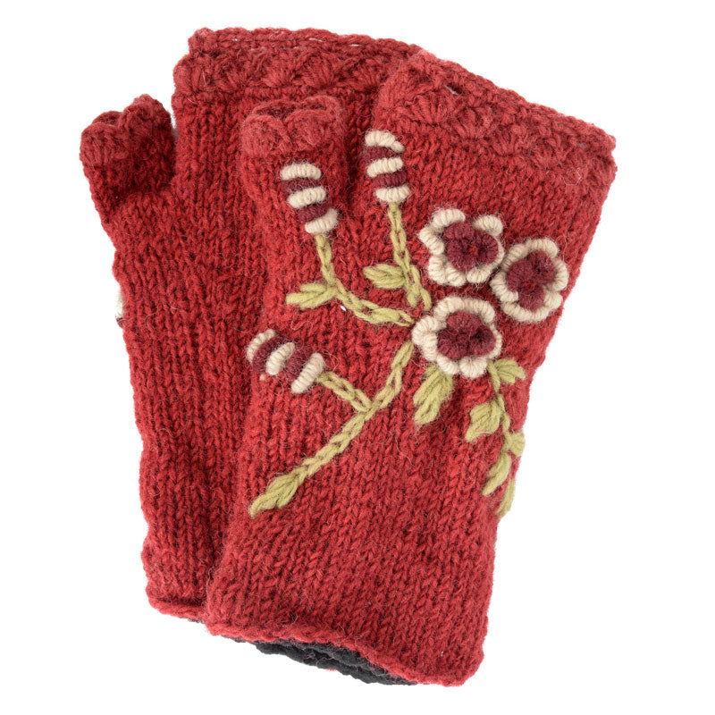 Wool Arm Warmers Red Flower 21.99