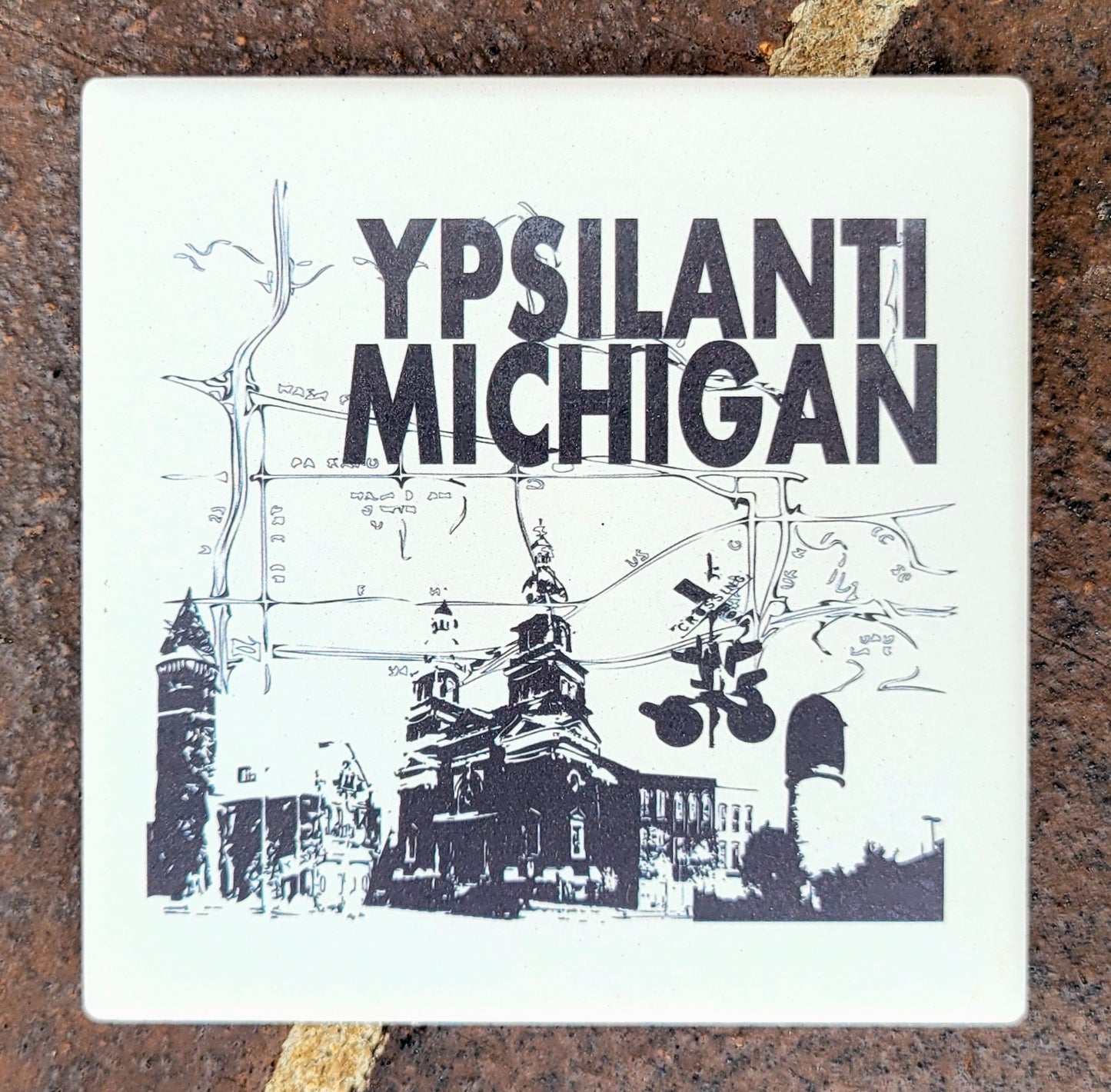 Ypsilanti Michigan Map Coaster