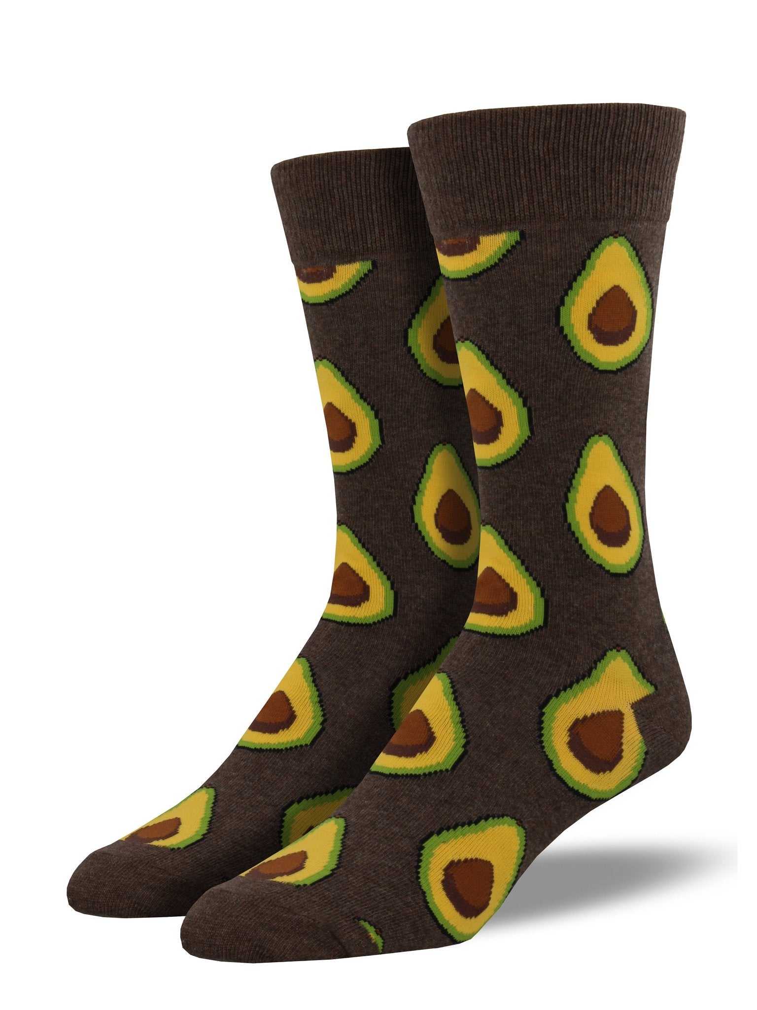 Avocado Men's Crew Socks Brown Heather