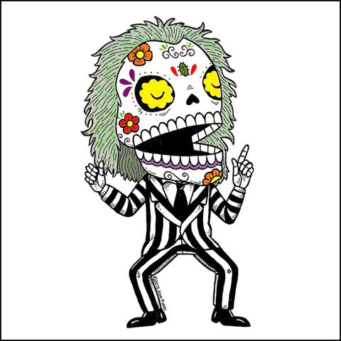 Beetlejuice Sugar Skull Sticker