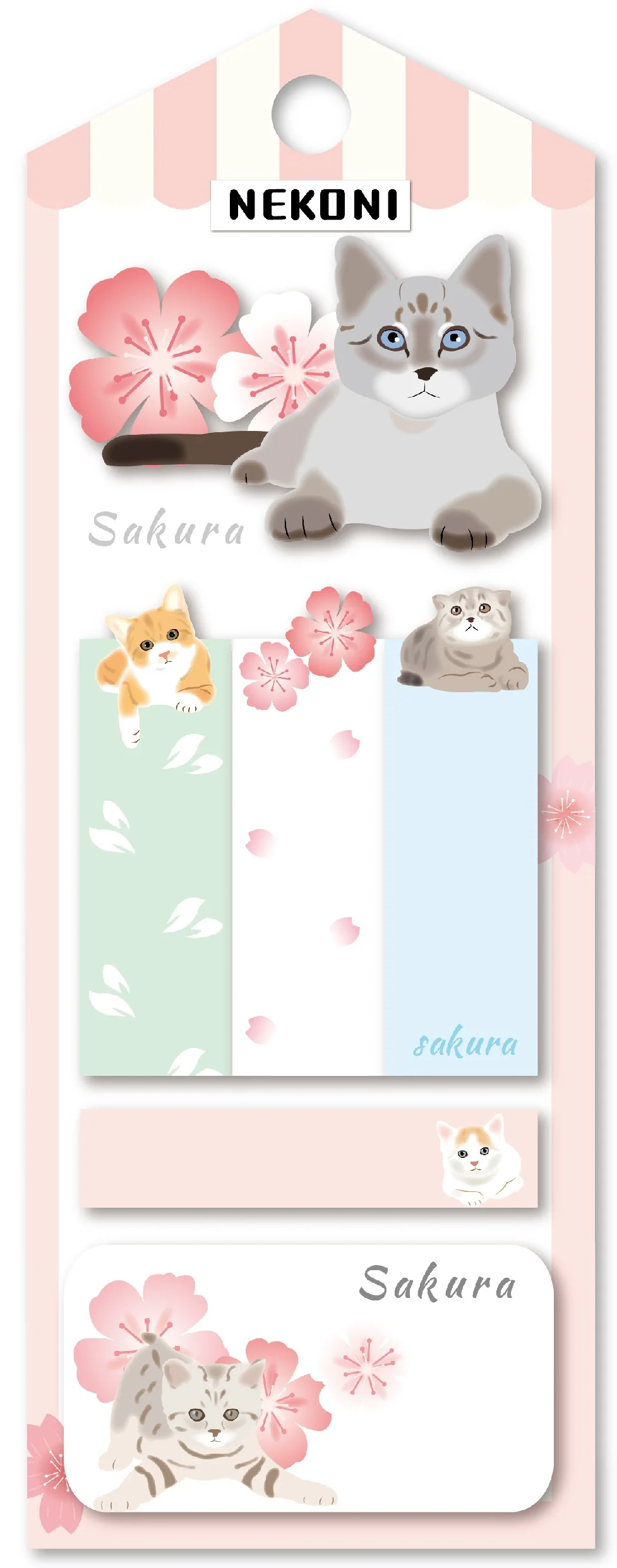 Cat Sakura Cherry Blossom Sticky Notes Nekoni