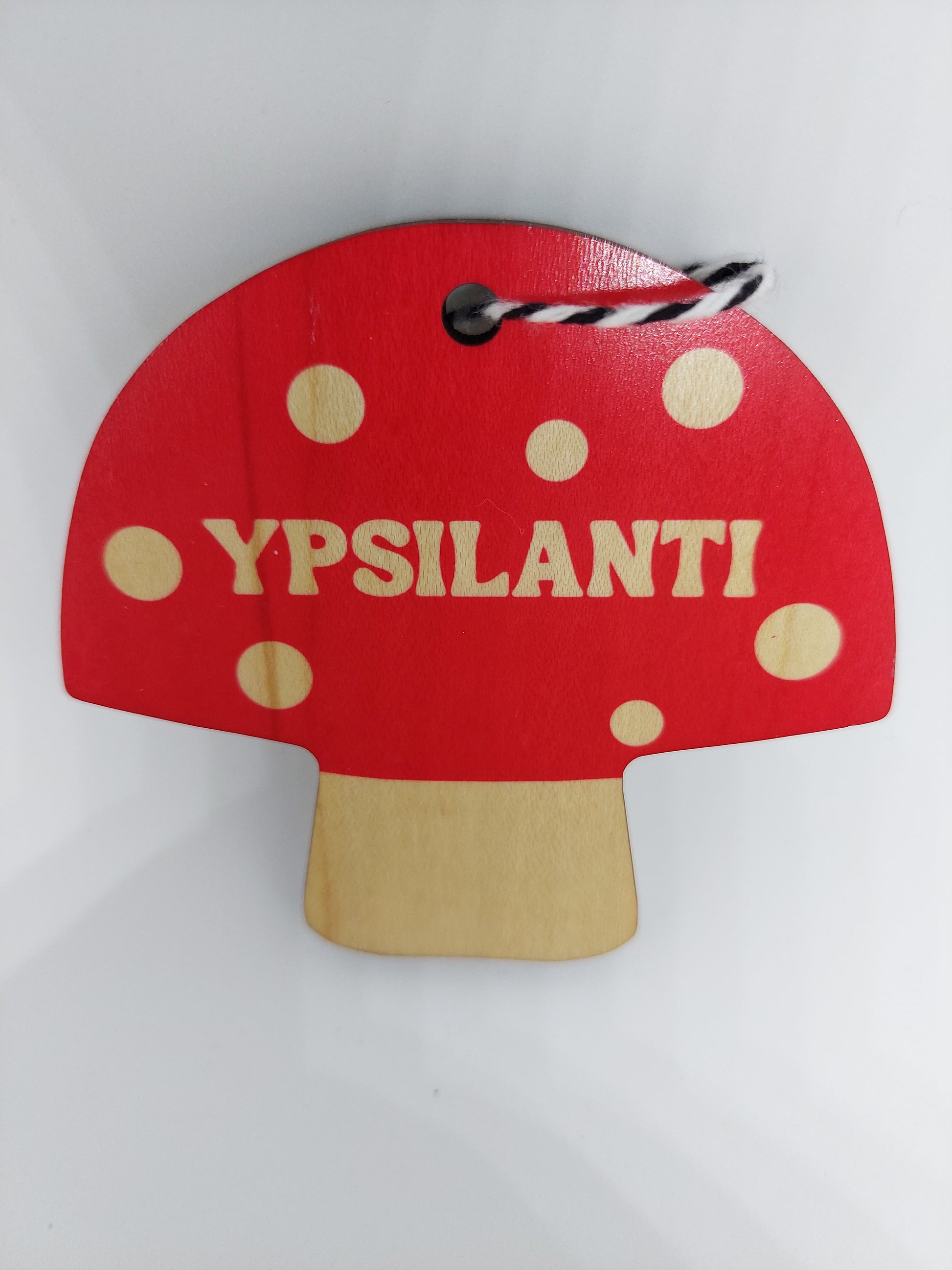 Mushroom Die Cut Wooden Ornament Ypsilanti