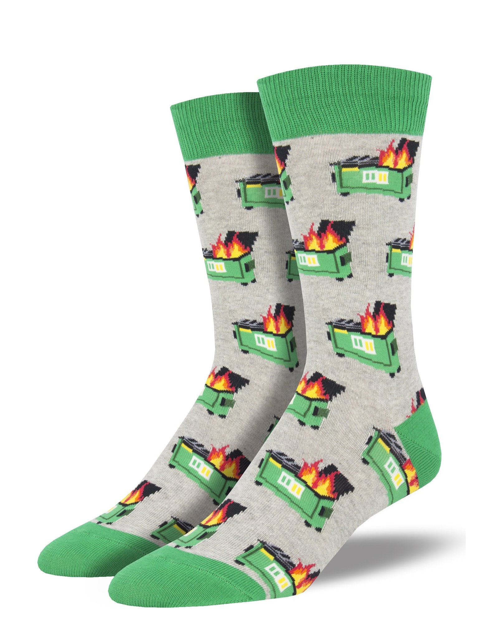 Dumpster Fire Men's Crew Socks Gray Heather