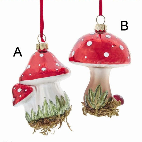 Mushroom Glitter Glass Assorted Ornament