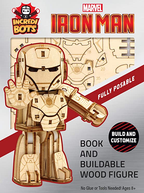 Iron Man IncrediBots Book And Buildable Wood Figure Marvel