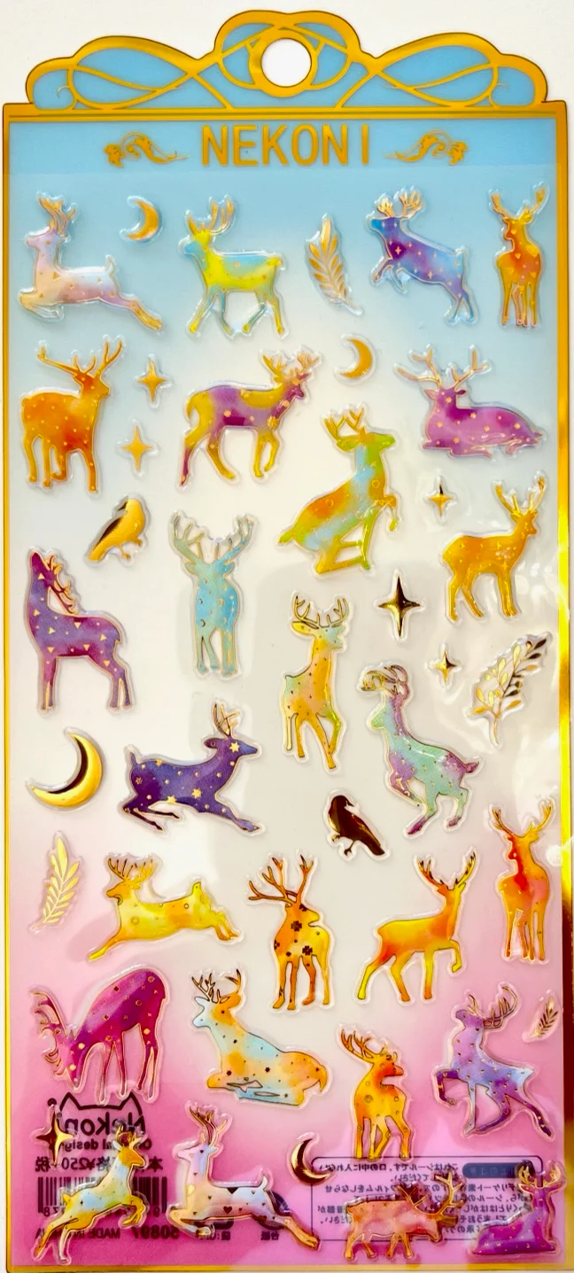 Deer Forest Crystal Gel Stickers Nekoni