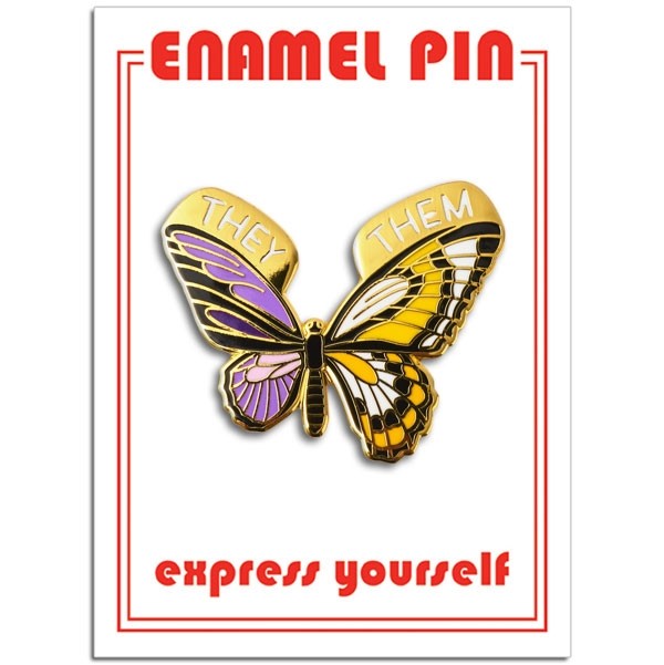 Non-Binary Butterfly Enamel Pin