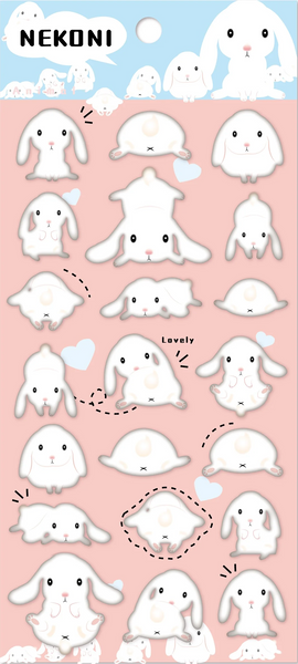 Strawberry Loving Bunnies Puffy Stickers by Nekoni