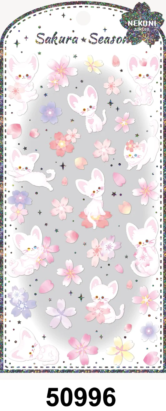 Kitten Sakura Cherry Blossom Stickers Nekoni