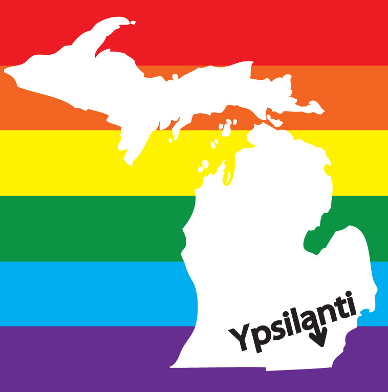 Ypsilanti Arrow Rainbow Vinyl Sticker